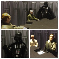 Vader moves closer to the challenging officer. MOTTI: "Your sad devotion to that ancient religion has not helped you conjure up the stolen data tapes, or given you clairvoyance enough to find the Rebel's hidden fort..." Suddenly Motti begins chokes as Vader lifts his hand towards him. #starwars #anhwt #starwarstoycrew #jbscrew #blackdeathcrew #starwarstoypix #starwarstoyfigs #toyshelf